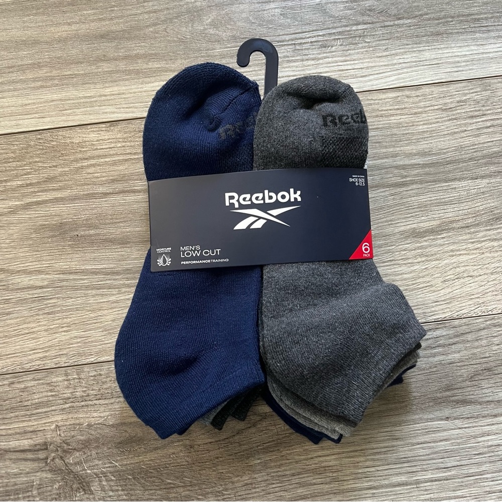 6 Pair Reebok Men Sport-style Low Cut Socks Multicolor Large Sock 10-13